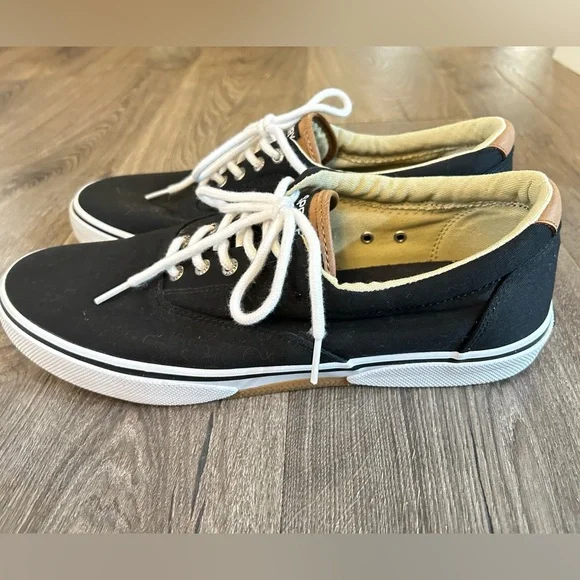 Sperry Halyard Black Canvas Sneakers 11.5 - Picture 7 of 8